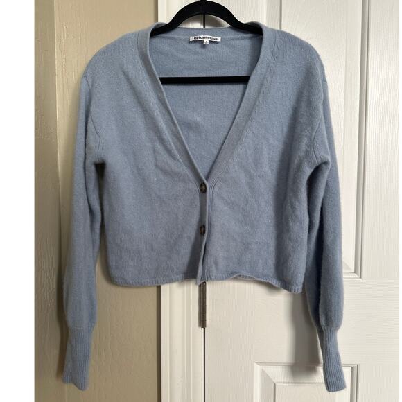 Reformation Cashmere Baby Cropped‎ Cardigan Small Blue - Picture 1 of 6